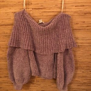 Off the shoulder purple sweater